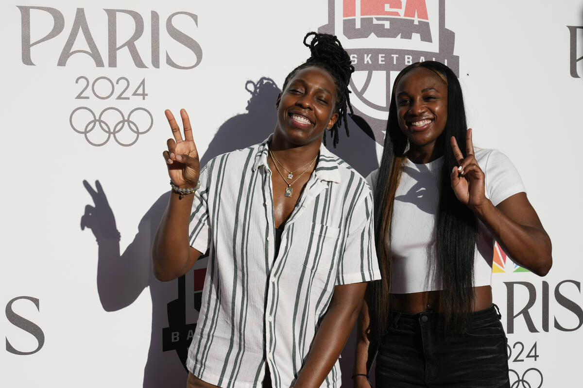 American basketball players Jackie Young, right, and Chelsea Gray arrive to celebrate the legac ...