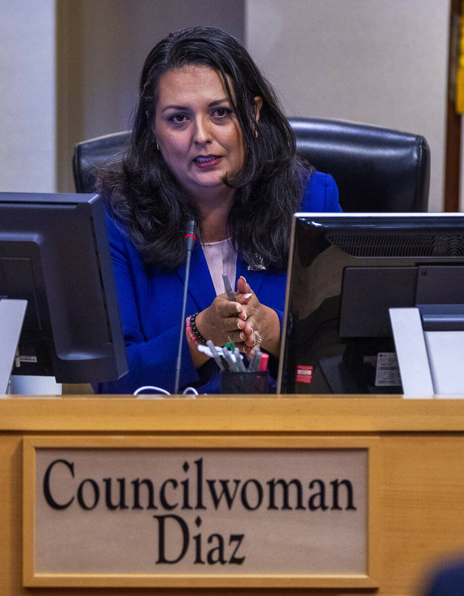 Ward 3 Councilwoman Olivia Díaz speaks during the Las Vegas City Council at City Hall on W ...