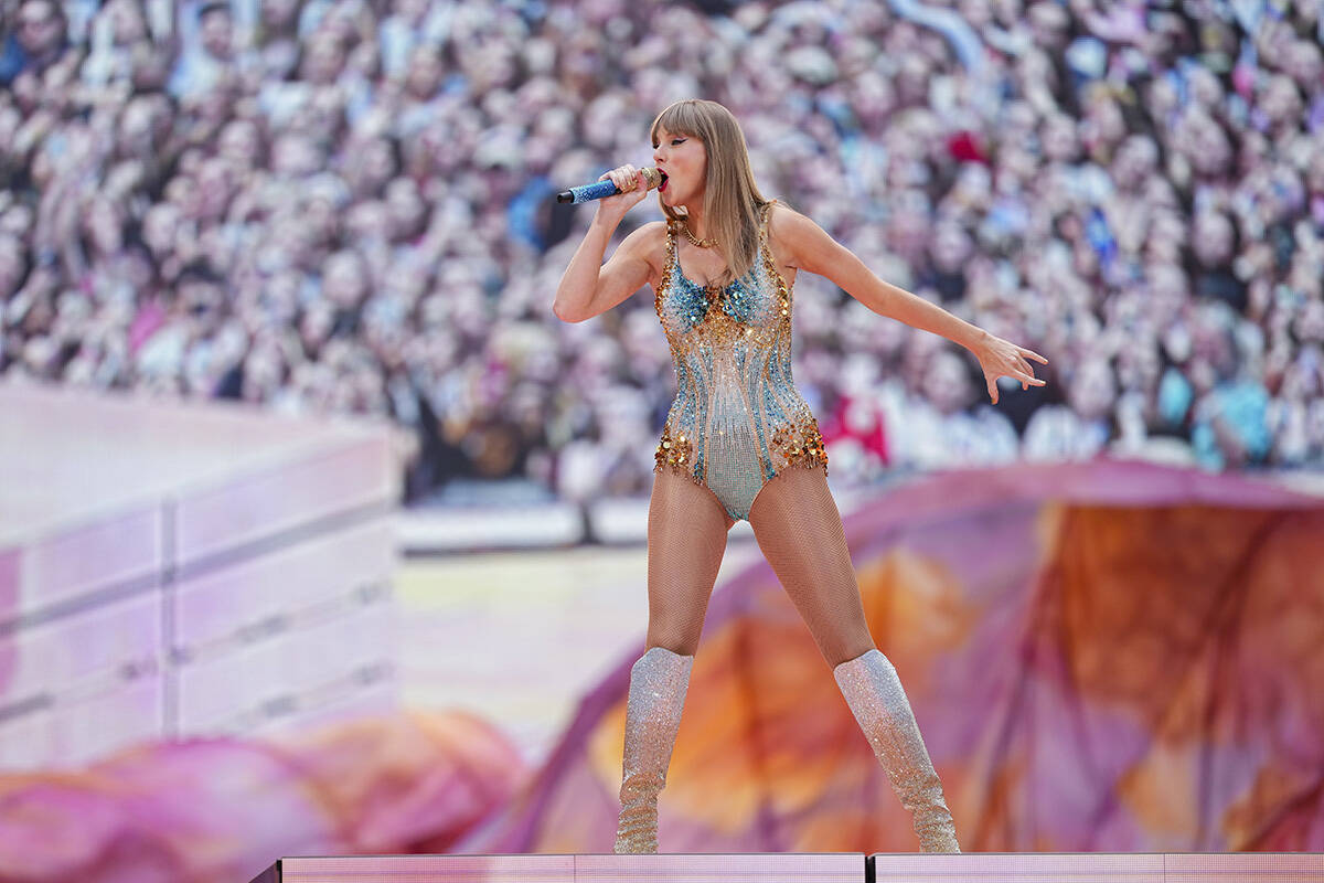 Taylor Swift performs at Wembley Stadium as part of her Eras Tour on Friday, June 21, 2024 in L ...