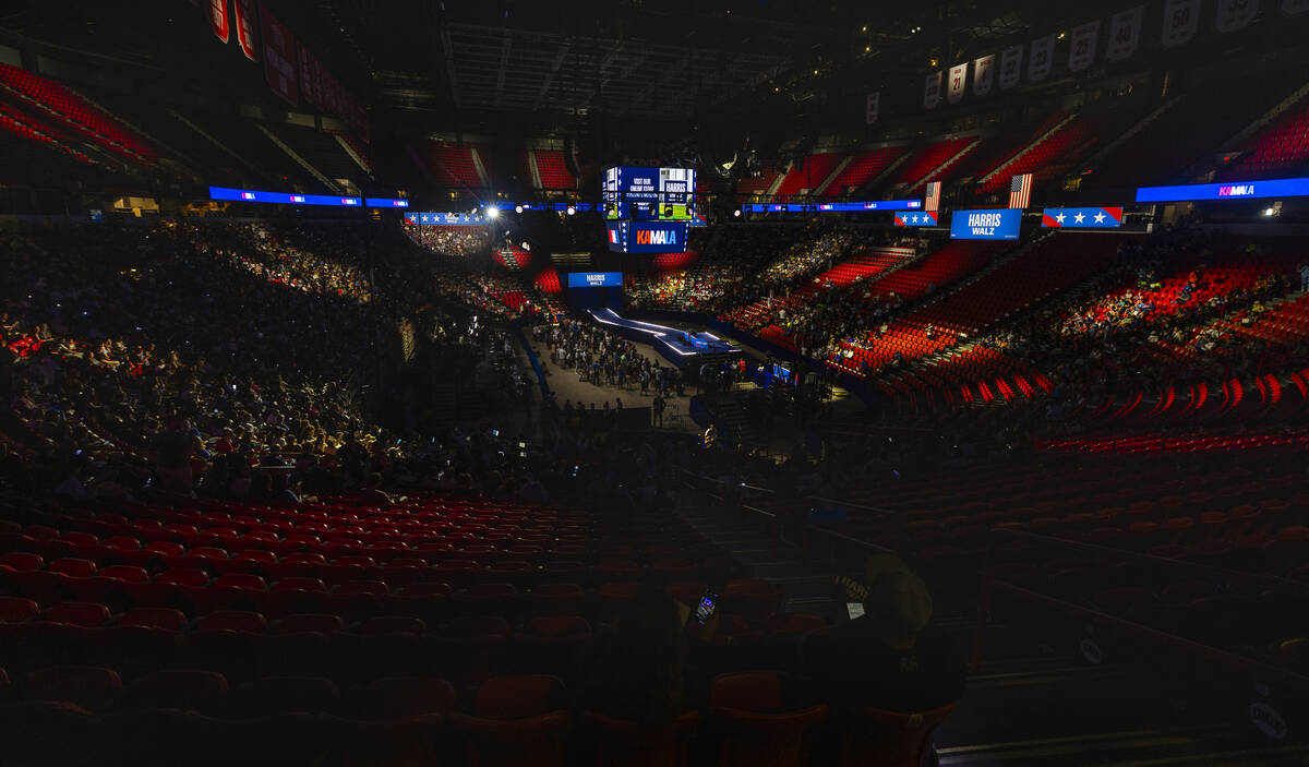 The arena slowly fills up as Vice President Kamala Harris and her running mate, Minnesota Gov. ...