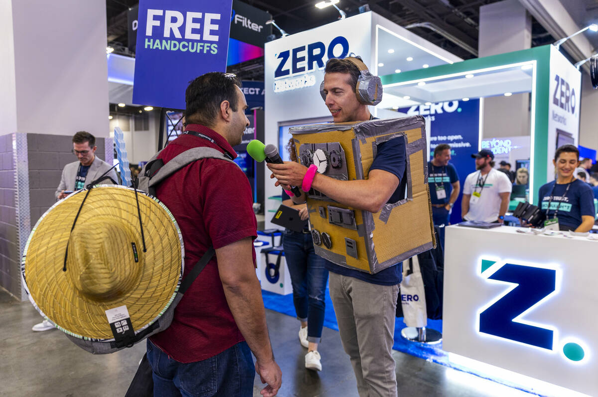 The Restricted Robot from Zero Networks interviews attendee Naveed Ali during the Black Hat con ...