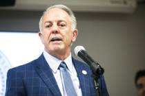 Gov. Joe Lombardo addresses the Latin Chamber of Commerce in Las Vegas on July 18, 2023. (Rache ...