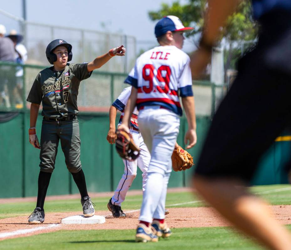 Nevada pitcher Wyatt Erickson (7) signals to a teammate against Utah during the second inning o ...