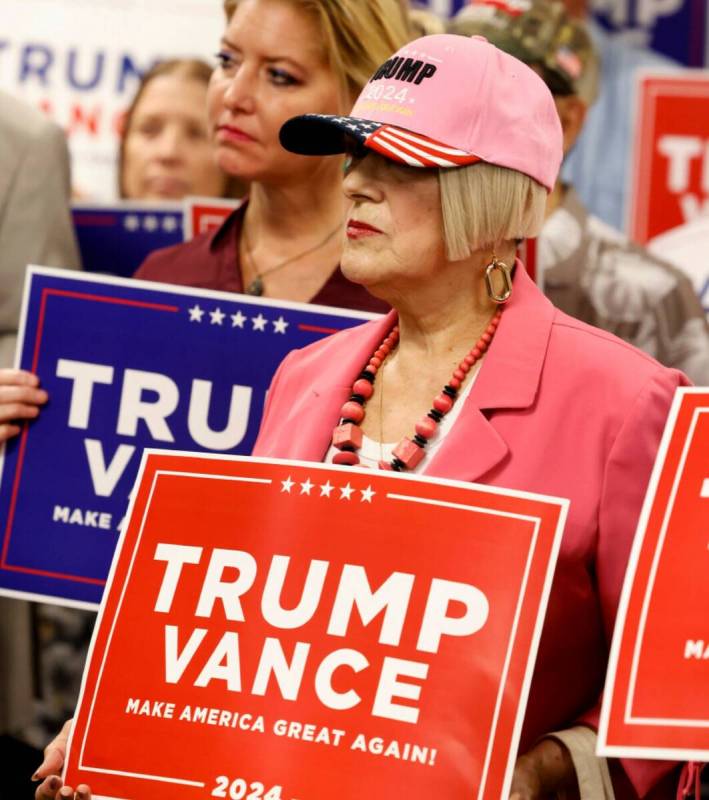 Esperanza Igarashi, right, attends a press conference, hosted by the Trump campaign, on Friday, ...