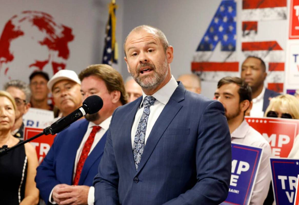 Clark County Republican Party Chairman Jesse Law speaks during a press conference, hosted by th ...