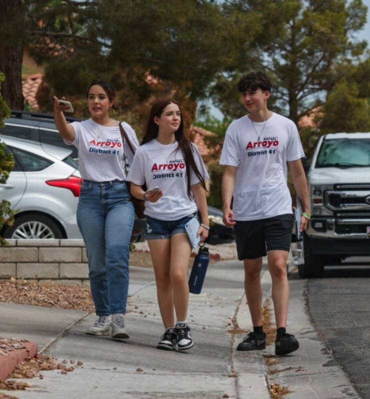 Lead volunteer intern Zoe Babcock, 17, from left, her sister Zaira Babcock, 14, center, and Max ...