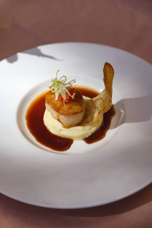 Pan seared U-10 day boat scallop at Picasso at the Bellagio hotel-casino in Las Vegas, Thursday ...