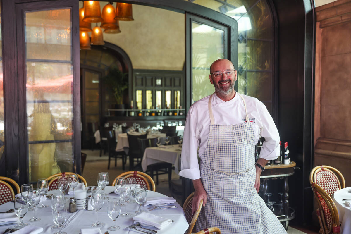 Chef Vincent Pouessel poses for a portrait at Mon Ami Gabi at Paris Las Vegas hotel-casino in L ...