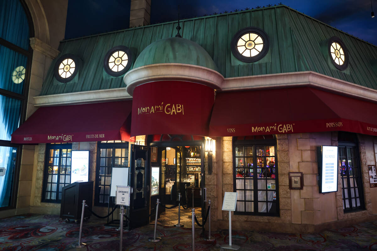 The casino entrance to Mon Ami Gabi at Paris Las Vegas hotel-casino, Tuesday, Aug. 13, 2024. Th ...