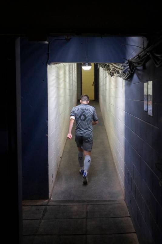 Las Vegas Lights FC midfielder Charlie Adams (6) walks toward the locker room after a USL Champ ...