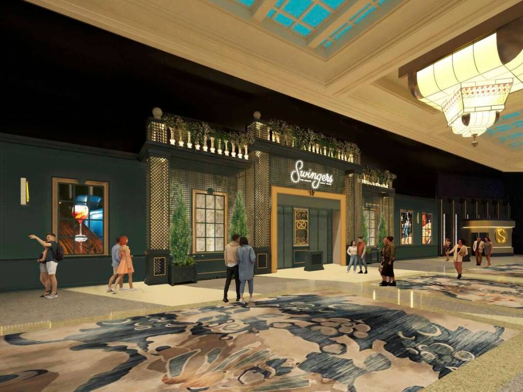 A rendering of the exterior of Swingers Las Vegas Crazy Golf Club that will open Nov. 8, 2024, ...