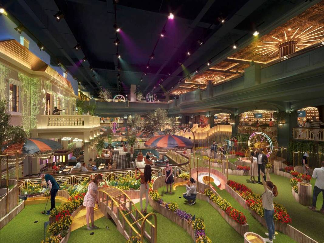 A rendering of the overall view of Swingers Las Vegas Crazy Golf Club that will open Nov. 8, 20 ...