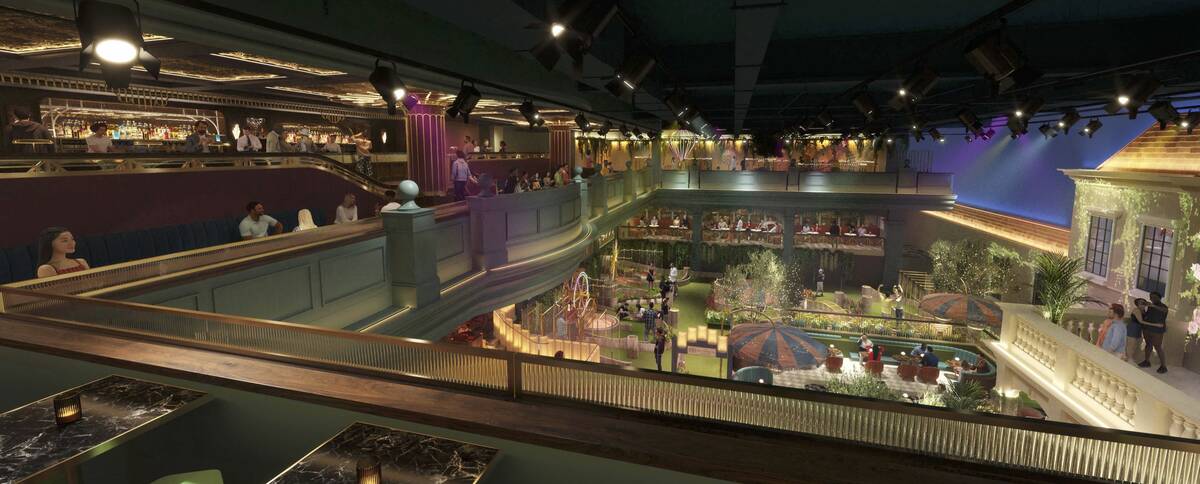 A rendering of the upper level and bar of Swingers Las Vegas Crazy Golf Club that will open Nov ...