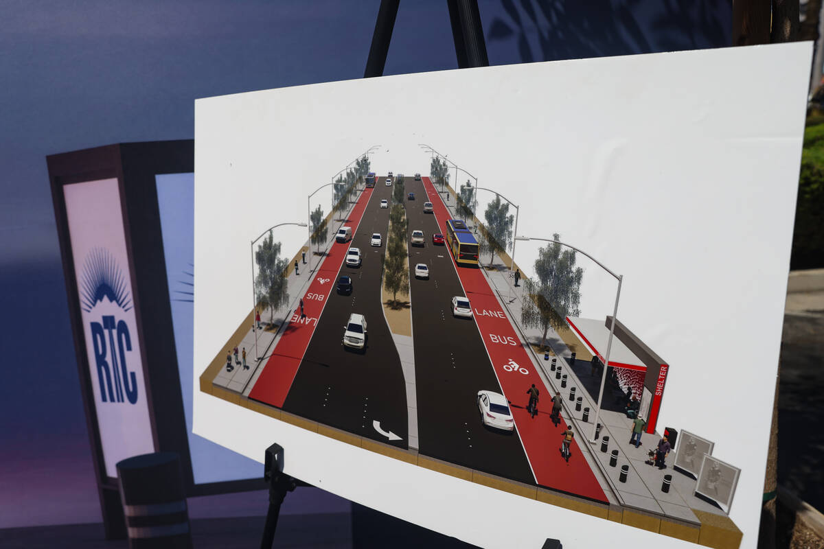 A rendering of the Maryland Parkway Bus Rapid Transit Project on display at an event to celebra ...