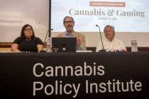 From left: gaming law expert Jennifer Roberts, cannabis attorney Bob Hoban, and Clark County Co ...