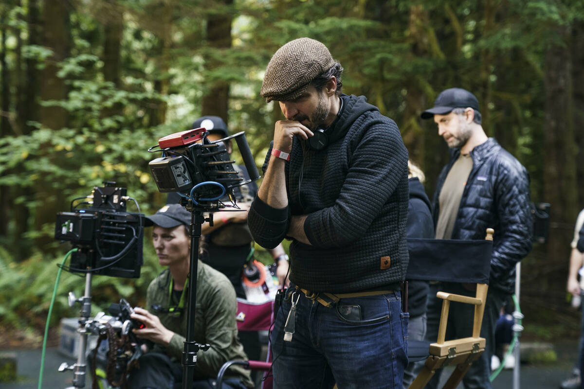 Writer-director JT Mollner works on the set of "Strange Darling." (Magenta Light Studios)