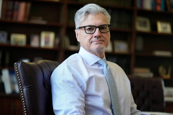 FILE - Judge Juan M. Merchan poses in his chambers in New York, March 14, 2024. (AP Photo/Seth ...