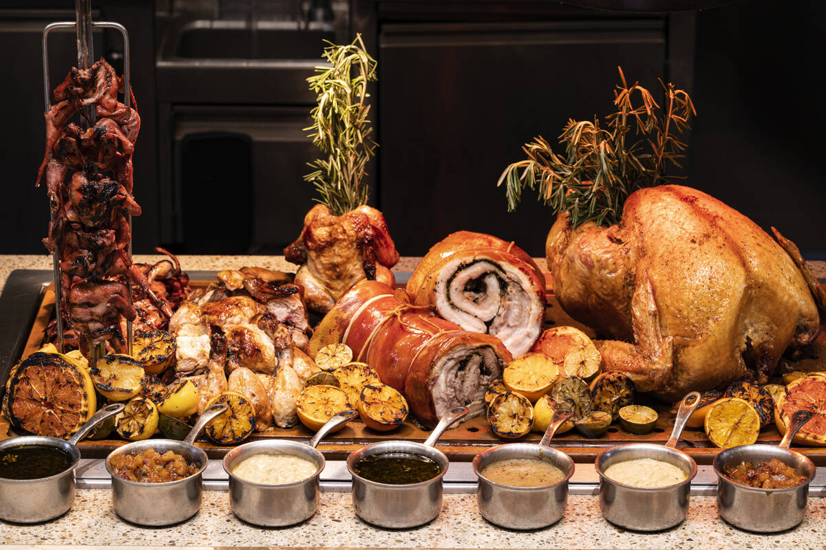 A meat station at Bacchanal Buffet in Caesars Palace on the Las Vegas Strip. (Caesars Entertain ...