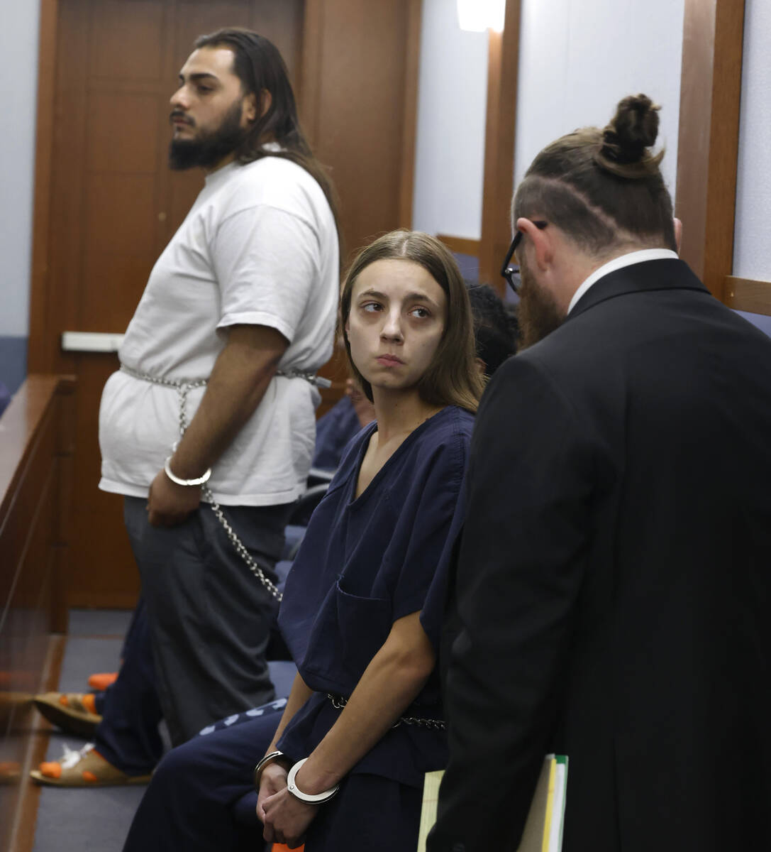 Nathan Nava, left, and Emiley Ridout appear in court at the Regional Justice Center, on Tuesday ...