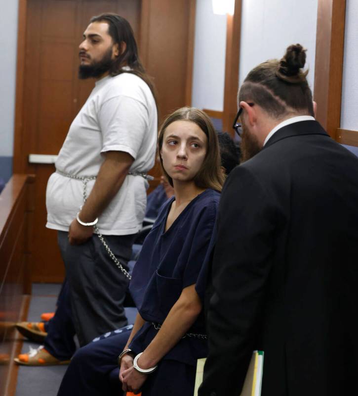 Nathan Nava, left, and Emiley Ridout appear in court at the Regional Justice Center, on Tuesday ...