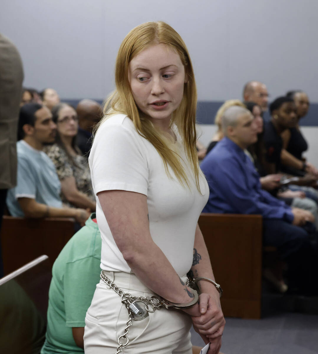 Skylar Bailey appears in court at the Regional Justice Center, on Tuesday, Aug. 13, 2024, in La ...