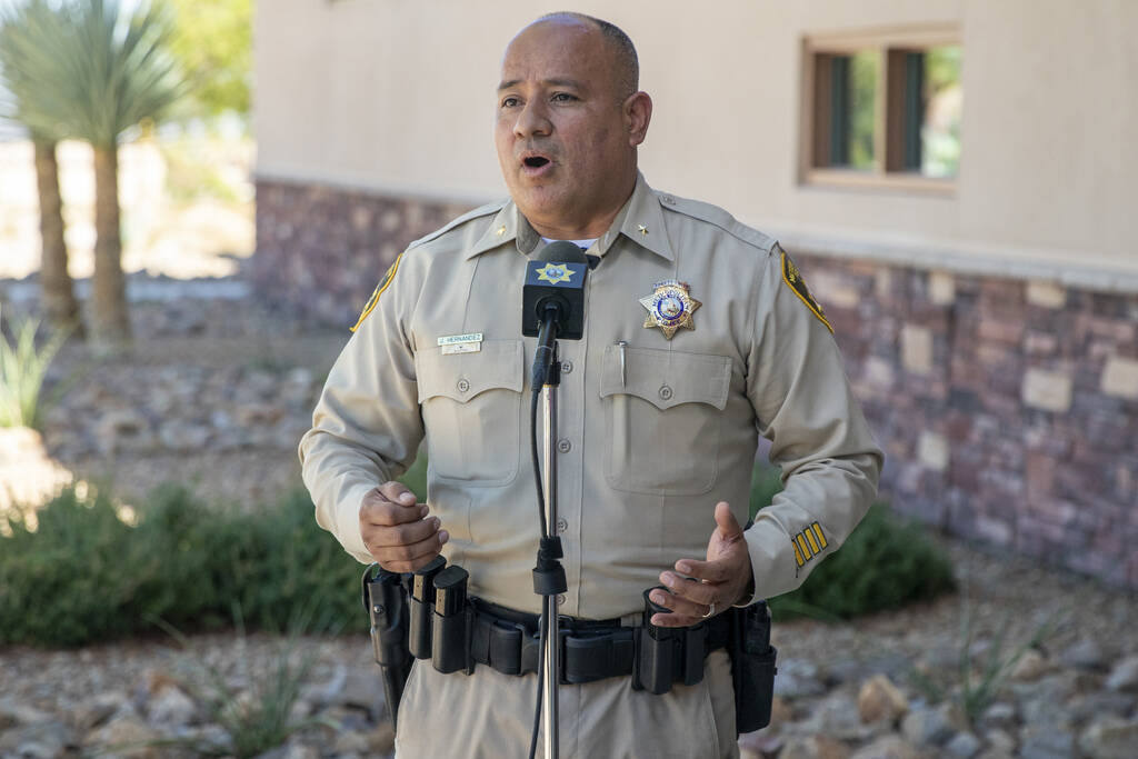 Deputy Chief Jose Hernandez speaks during a press conference at the Las Vegas Metropolitan Poli ...