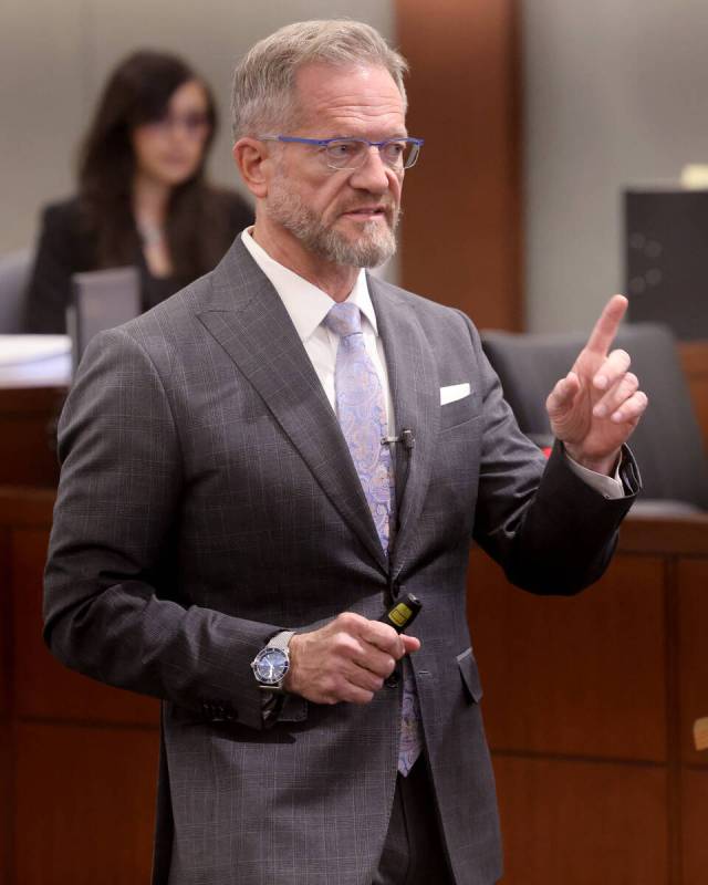 Defense attorney Robert Draskovich gives his opening statement to the jury during the third day ...