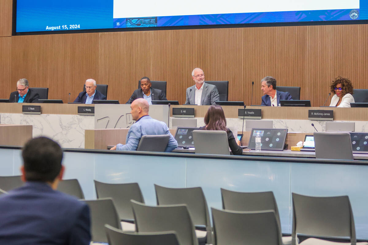 The Las Vegas Stadium Authority Board meets in the South Hall Board Room at the Las Vegas Conve ...