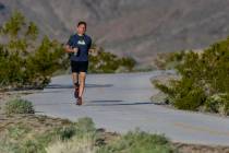 Endurance runner Tyler Nash trains near Bootleg Canyon for the Badwater race in Death Valley, a ...