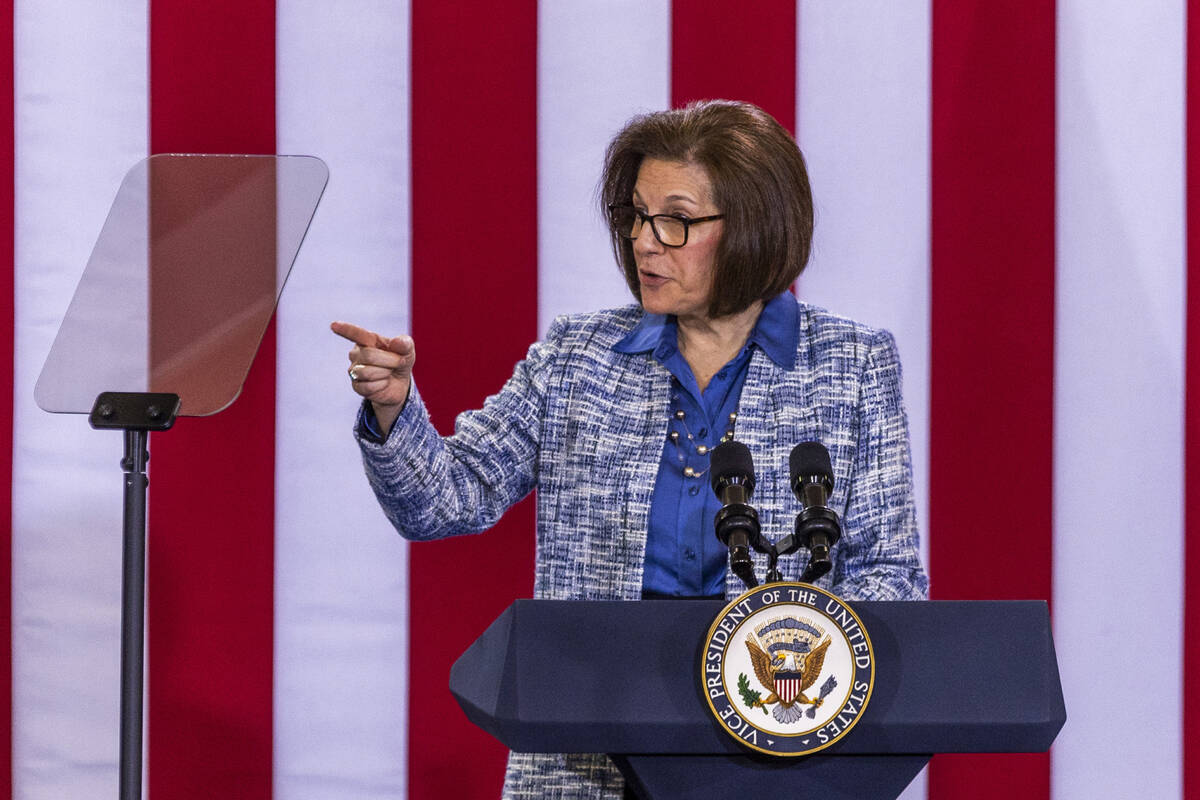 Senator Catherine Cortez Masto (D-NV) speaks during a Vice President Kamala Harris rally at Moj ...