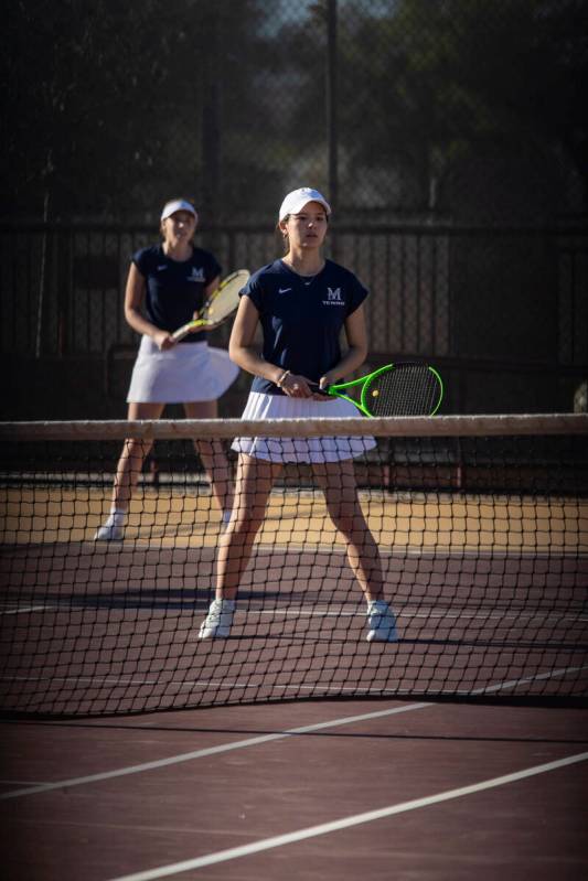 The Meadows senior Epiphany Song, front, and senior Camilla Osipova, back, compete during the t ...