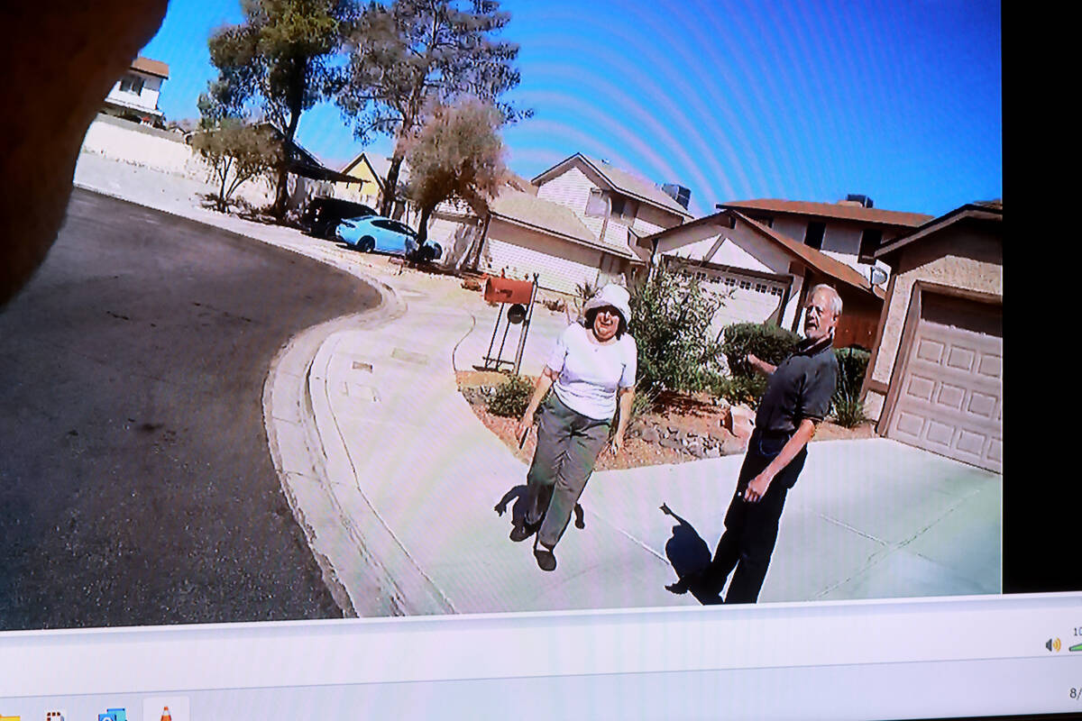 Neighbors of Jeff German, Holly and Roy Bailey, are seen on body worn camera footage directing ...