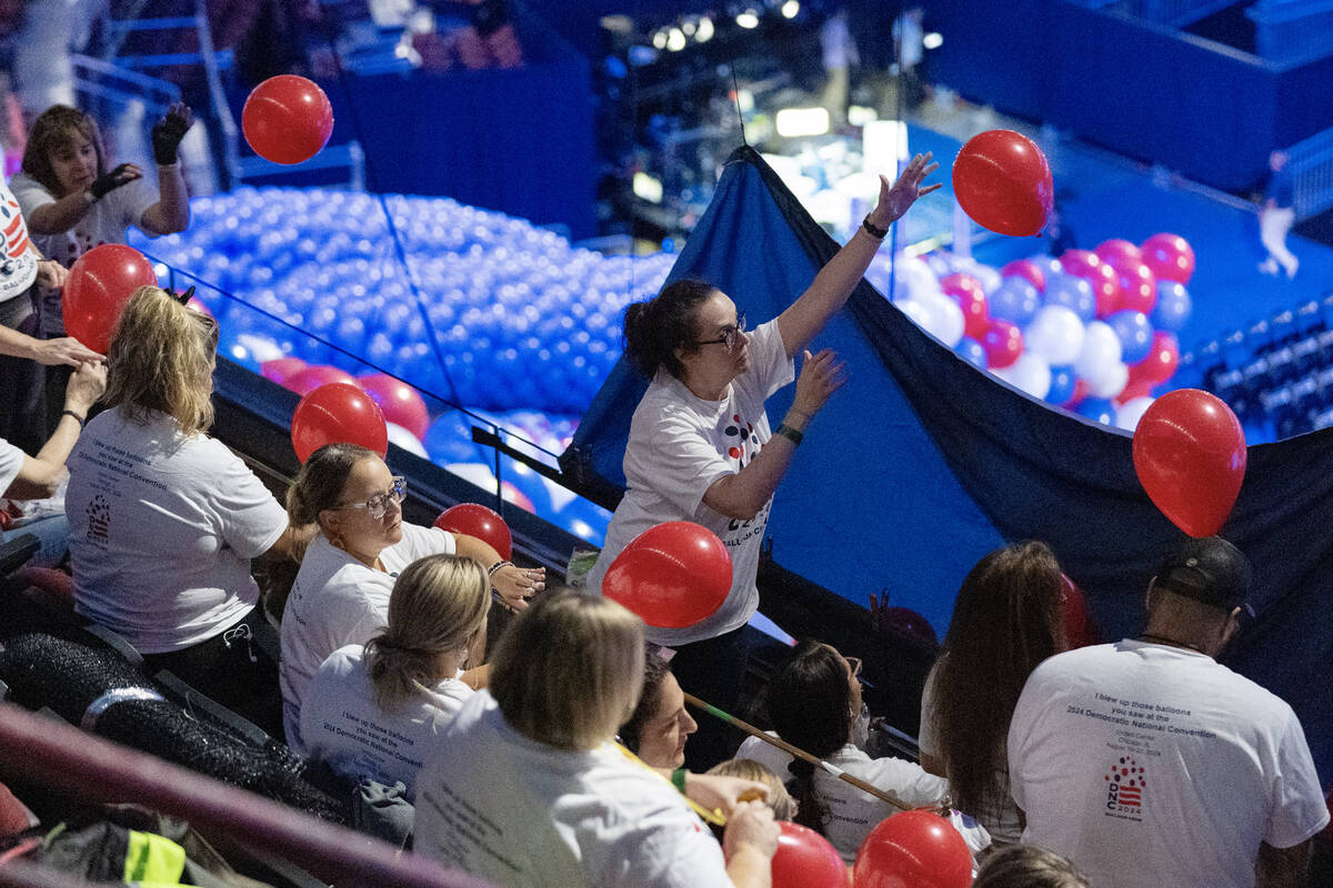 Balloons are filled as preparations are made before the upcoming Democratic National Convention ...