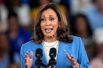 Vice President Kamala Harris speaks at a campaign event at Hendrick Center for Automotive Excel ...