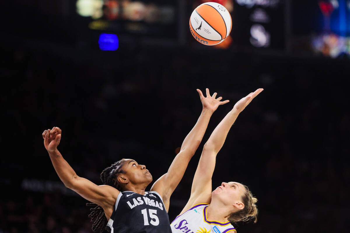 Los Angeles Sparks forward Stephanie Talbot (7) and Los Angeles Sparks guard Aari McDonald (15) ...