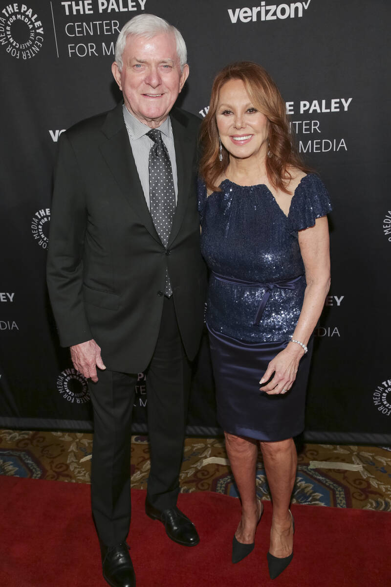 FILE - Television host Phil Donahue, left, and actress Marlo Thomas attend The Paley Honors: Ce ...