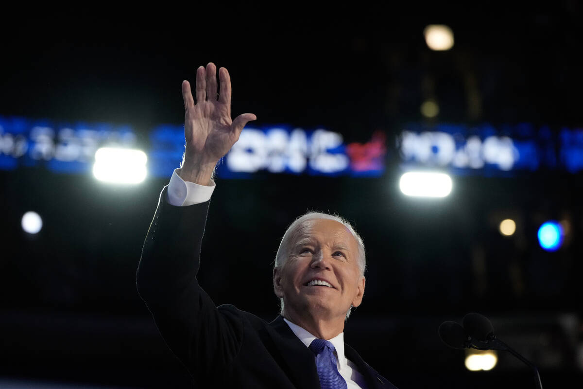 President Joe Biden speaks during the first day of Democratic National Convention, Monday, Aug. ...