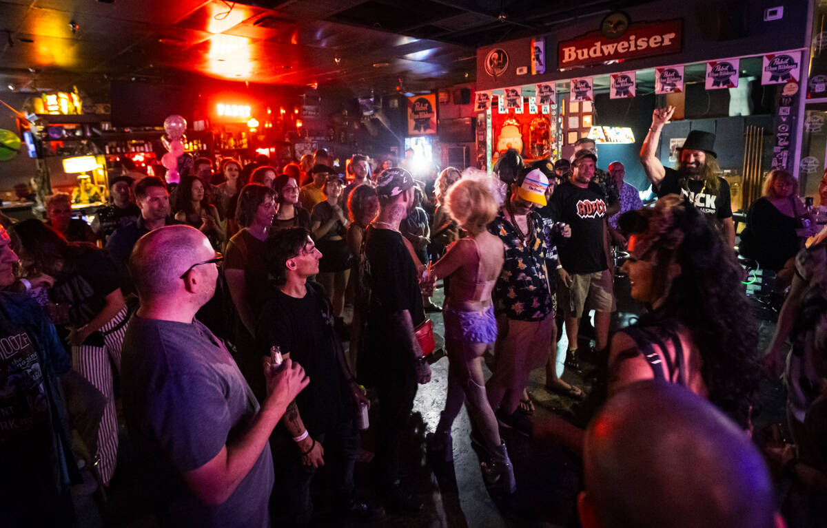 Anais Thomassian of Fish Circus walks through the crowd while performing at The Dive Bar on Sat ...