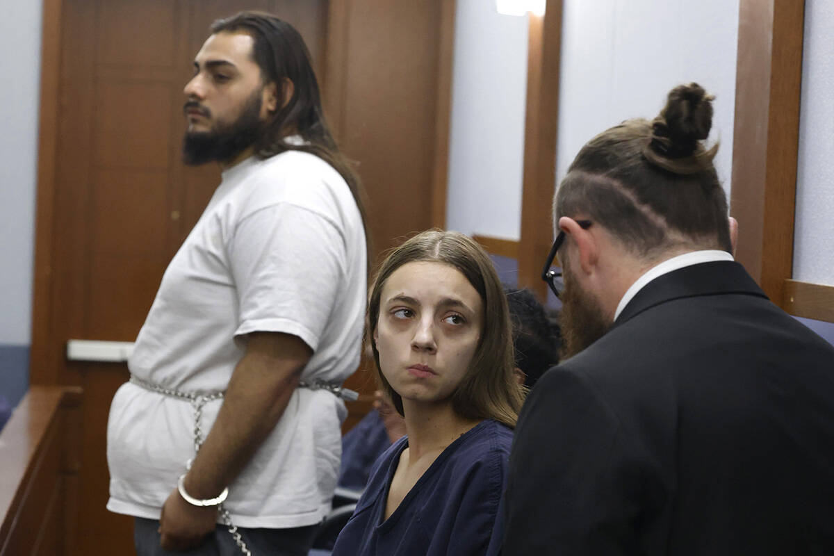 Nathan Nava, left, and Emiley Ridout appear in court at the Regional Justice Center, on Tuesday ...