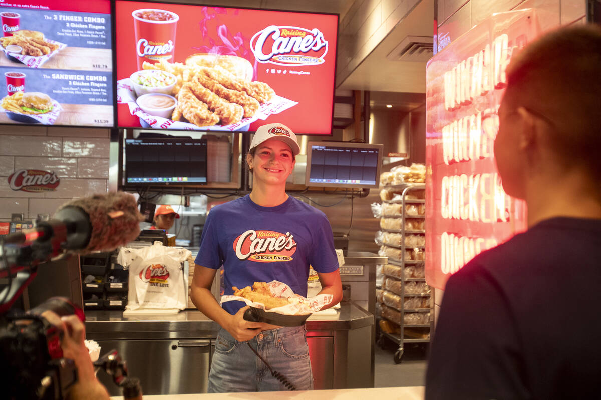 Olympic medalist Katie Grimes is filmed serving food during a promotional homecoming “sh ...