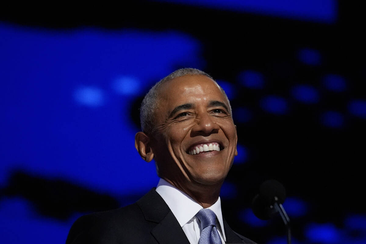 Former President Barack Obama speaks during the Democratic National Convention Tuesday, Aug. 20 ...