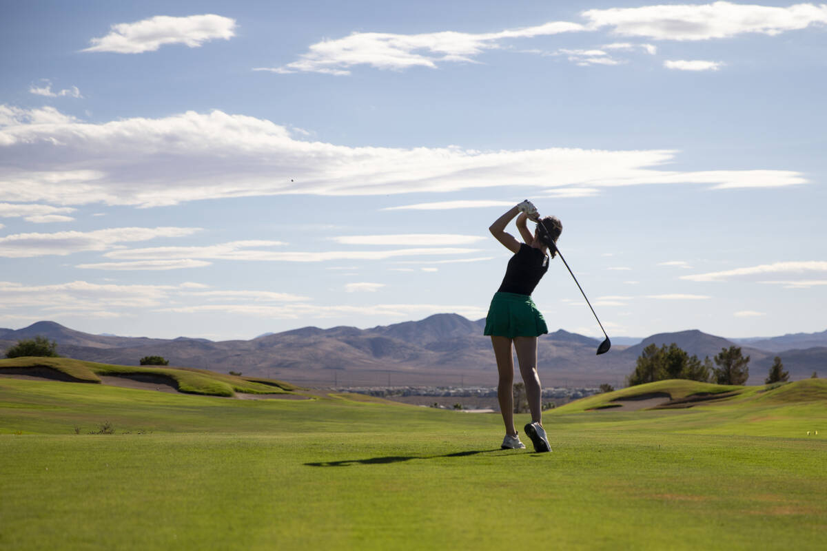 Palo Verde’s Victoria Cornejo begins hole 11 during the 5A Desert League girls golf matc ...