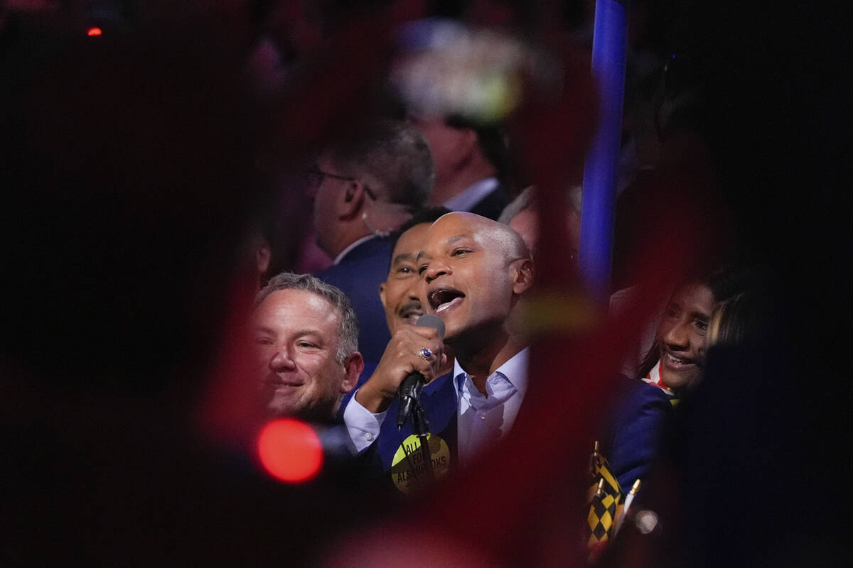 Maryland Gov. Wes Moore speaks during roll call of the state at the Democratic National Convent ...