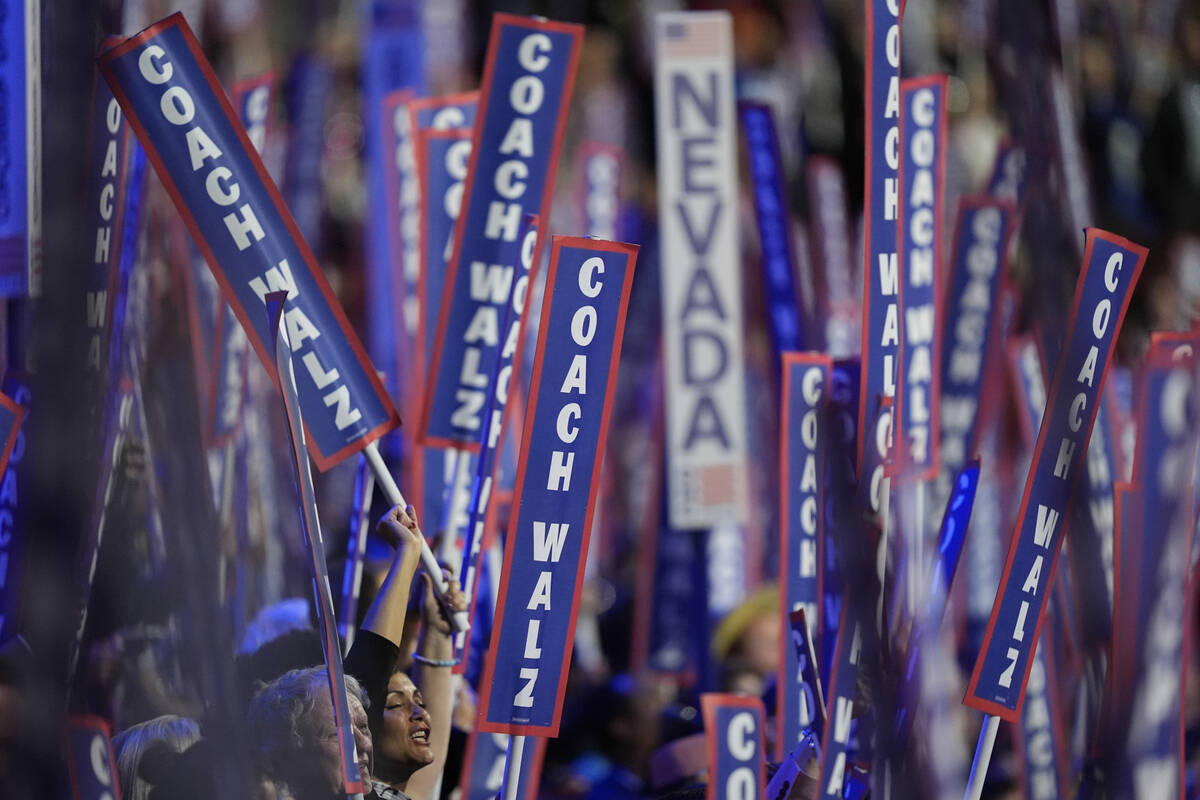 Democratic vice presidential nominee Minnesota Gov. Tim Walz speaks during the Democratic Natio ...