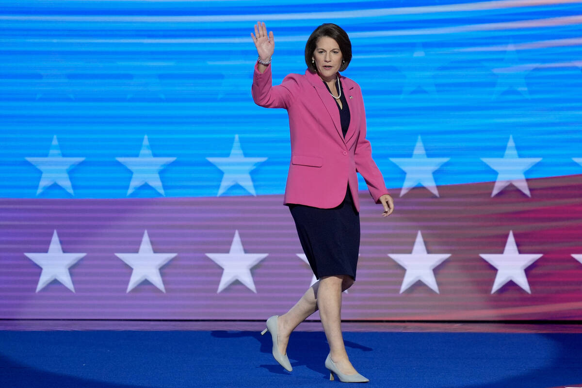 Sen. Catherine Cortez Masto, D-Nev., walks on stage to speak during the Democratic National Con ...