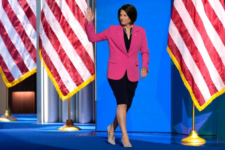 Sen. Catherine Cortez Masto, D-Nev., walks on stage to speak during the Democratic National Con ...