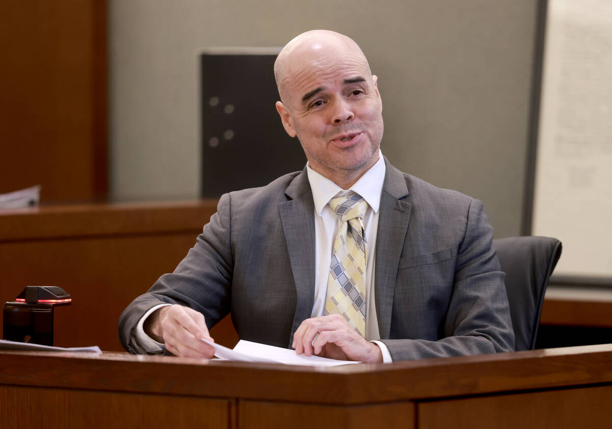 Robert Telles speaks to the jury from the witness stand on the eighth day of his murder trial a ...