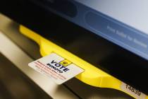 A voting machine with a vote card at the Clark County Election Department in North Las Vegas, T ...