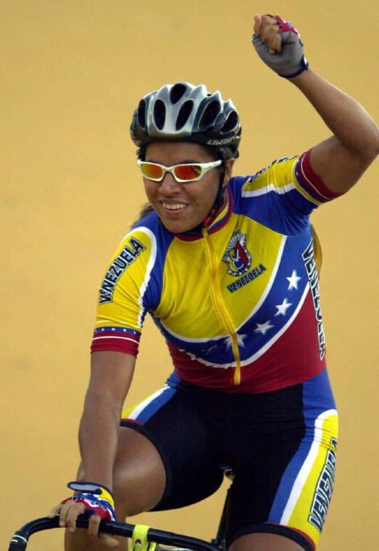 Venezuela's Daniela Larreal celebrates her gold medal victory during the Central American and C ...