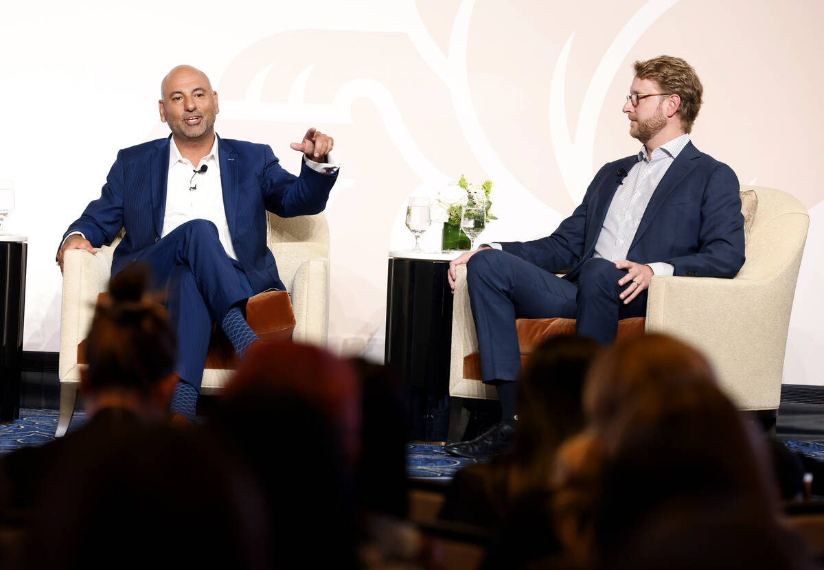 Tony Yousfi, left, chief sales officer of the Venetian Resort Las Vegas, speaks as Patrick Nich ...